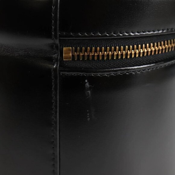 CELINE Vanity Cosmetic Pouch Leather Black Gold Auth 125415V - Picture 12 of 16